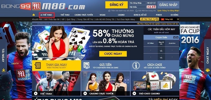 Người chơi có thể vào trang chủ của nhà cái M88 qua trang web